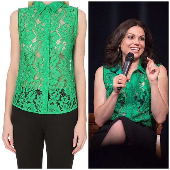 Sandro Paris Green Floral Lace Button Up Blouse - Picture 4 of 7